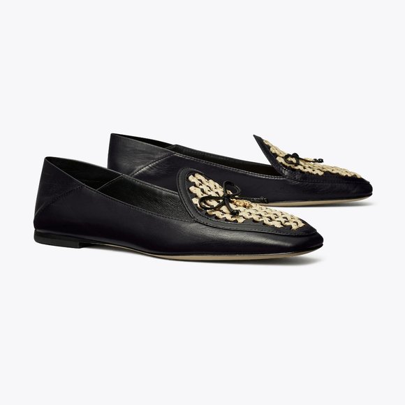 TORY BURCH * NIB $348 * CONVERTIBLE TORY CHARM WOVEN LOAFER Black Oatmeal 11 - Picture 15 of 16